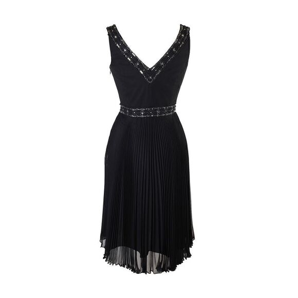 LAUNDRY BY SHELLI SEGAL Black Beaded V-Neck Pleated Dress NEW MSRP $340 SIZE 2 - Picture 17 of 17